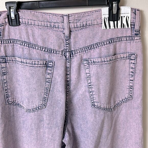 NEW Snacks by Mother The Pleated Fun Dip Puddle jeans in Silver Pink, 27 - Picture 7 of 13